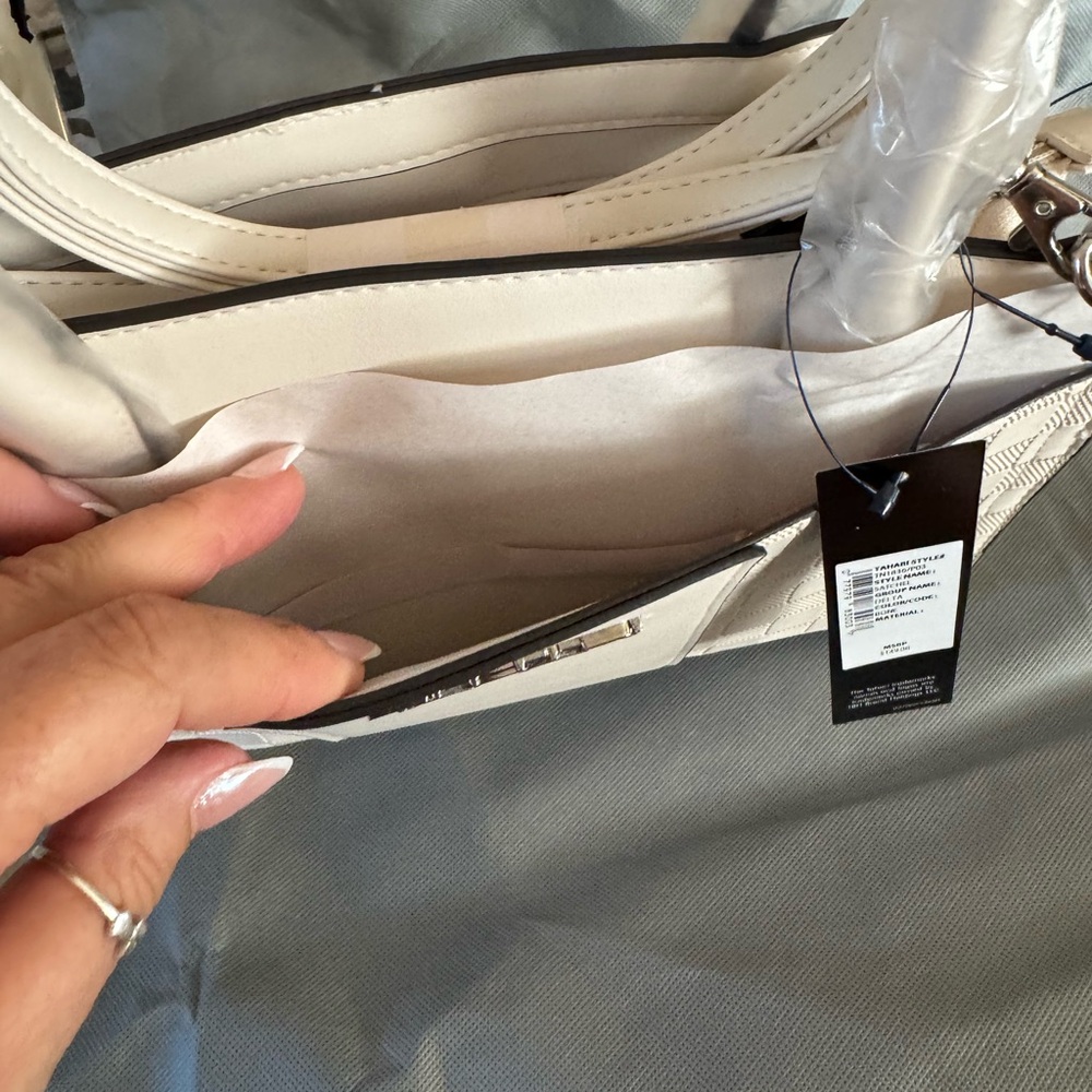 Tahari Ivory Checkered Satchel - Picture 2 of 13